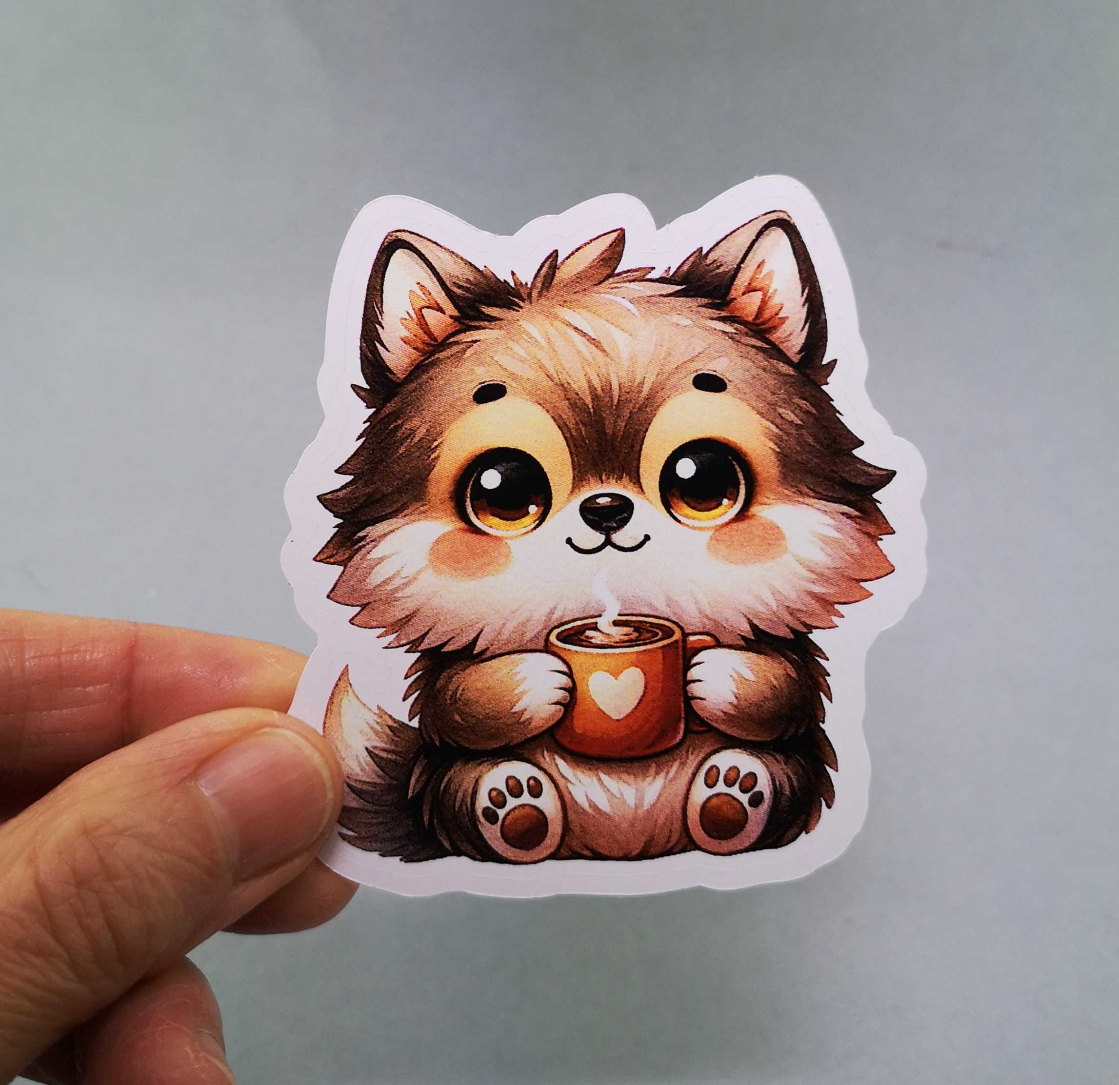 Cute Wolf Vinyl Decal - Adorable Weatherproof Wildlife Animal Sticker for Phones, Laptops, Cars, Water Bottles & Others - Image 2