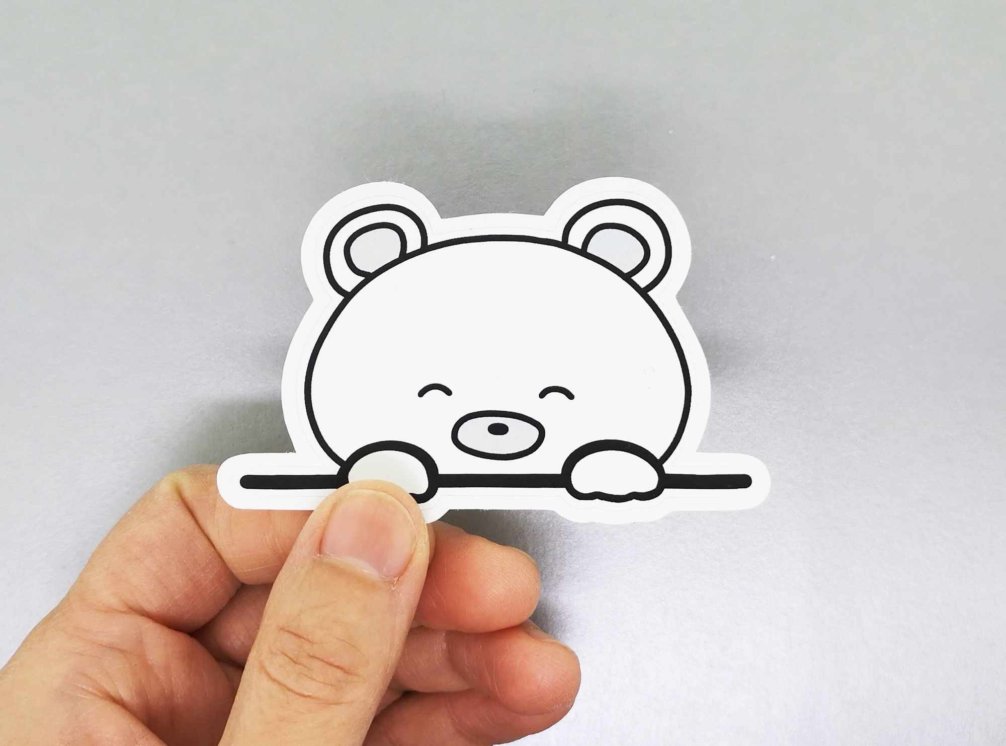Adorable Peek-a-Boo Bear Vinyl Decal - Cute Weatherproof Sticker for Laptops, Cars & Water Bottles - Image 3