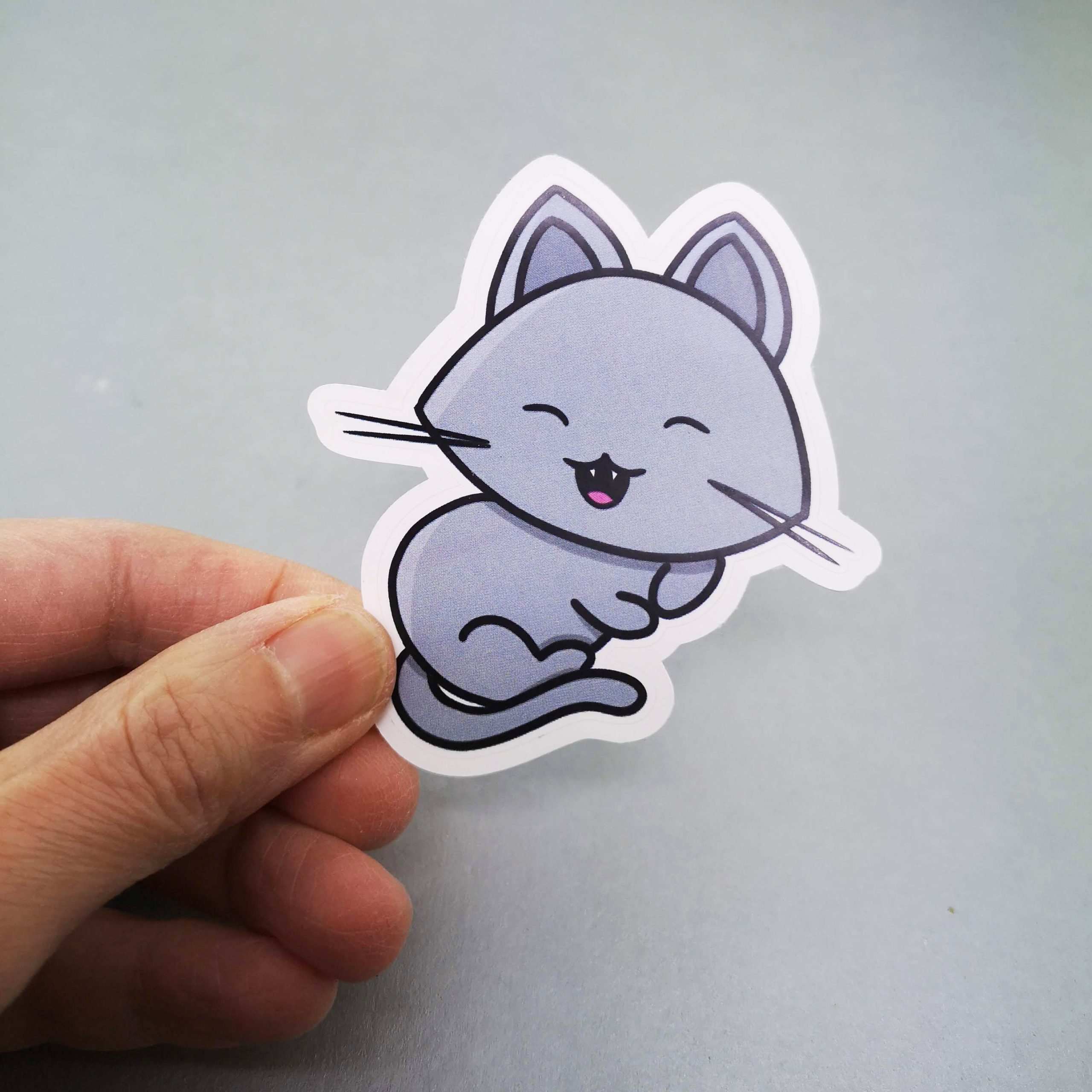 Adorable Grey Cat Die-Cut Vinyl Sticker - High-Quality Decal for Laptops, Journals, Crafts, & Cat Lovers - Image 3