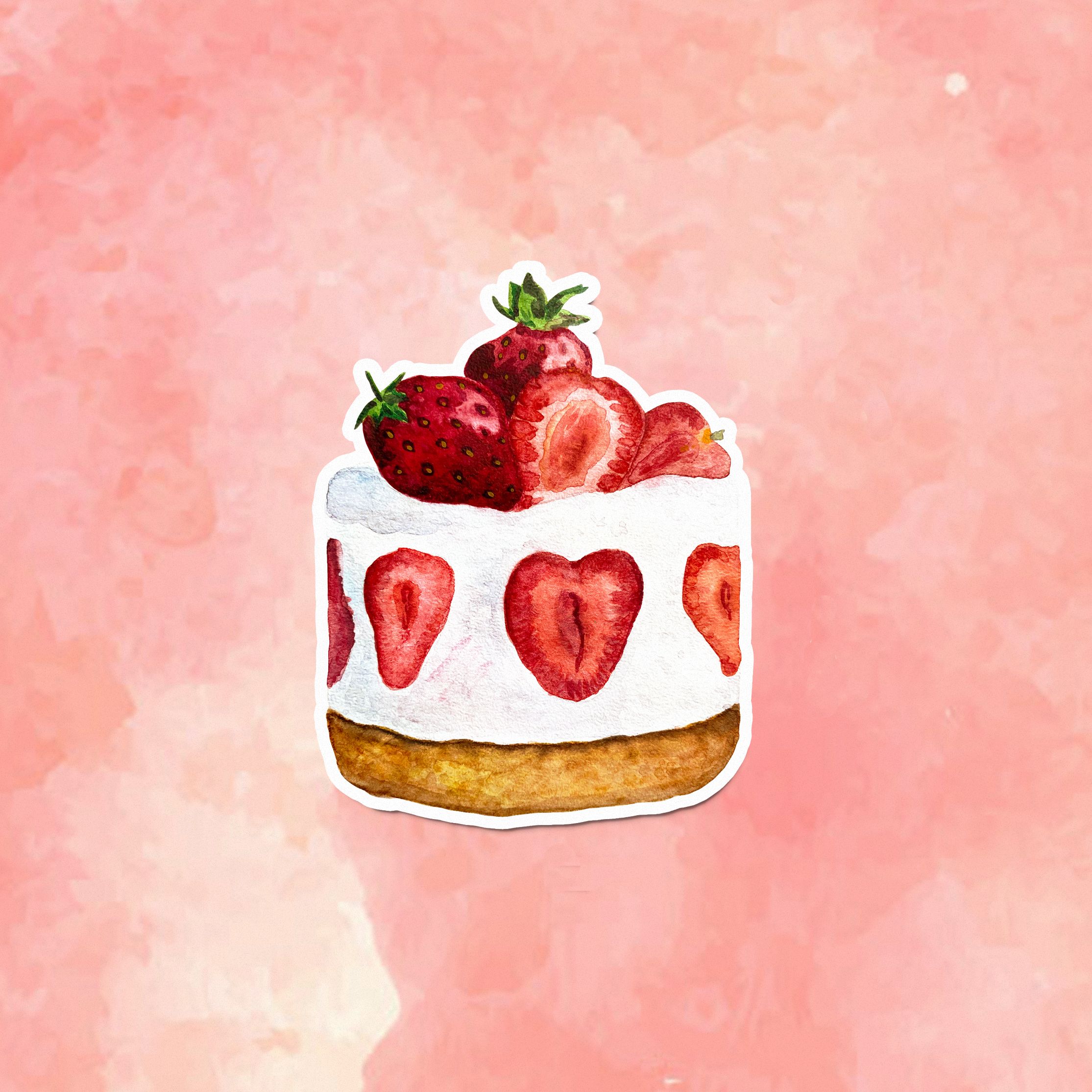 Cute Cake Vinyl Decal - Delicious Weatherproof Dessert Sticker for Phones, Laptops, Cars, Water Bottles & Others