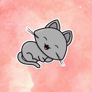 Adorable Grey Cat Die-Cut Vinyl Sticker - High-Quality Decal for Laptops, Journals, Crafts, & Cat Lovers