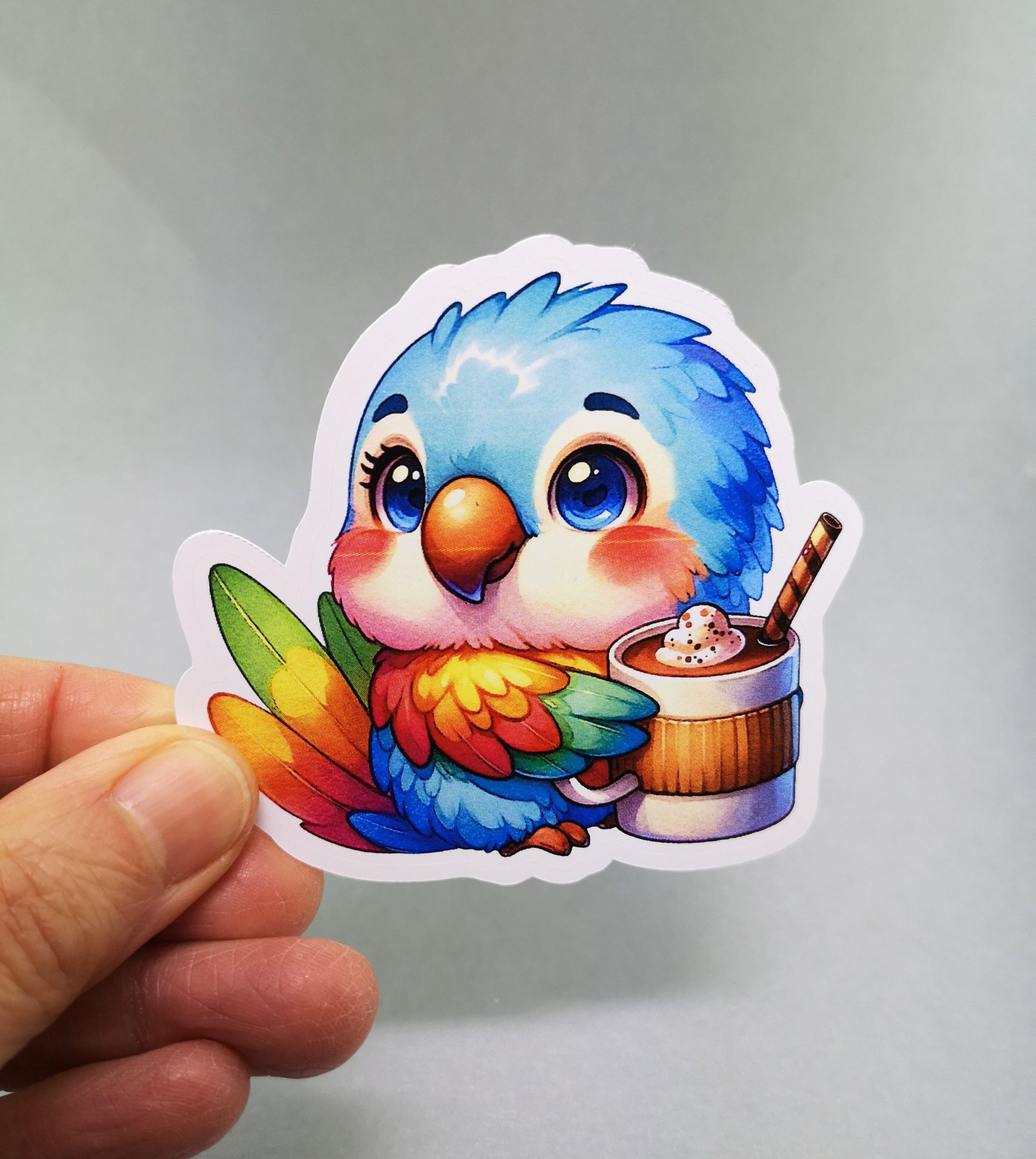 Cute Parrot Vinyl Decal - Adorable Weatherproof Flying Animal Sticker for Phones, Laptops, Cars, Water Bottles & Others - Image 2