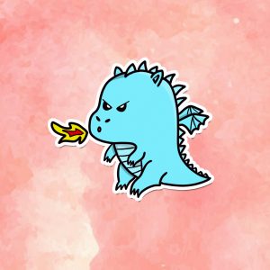 Cute Blue Dragon Vinyl Decal - Adorable Weatherproof Fantasy Sticker for Phones, Laptops, Cars, Water Bottles & Others