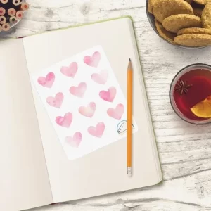 Watercolor Pink Hearts Planner Stickers - Vibrant Romantic Decor for Scrapbooks, Journals, Diaries, and Creative Crafts