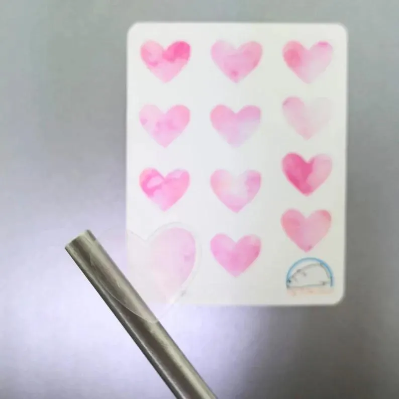 Watercolor Pink Hearts Planner Stickers - Vibrant Romantic Decor for Scrapbooks, Journals, Diaries, and Creative Crafts - Image 3