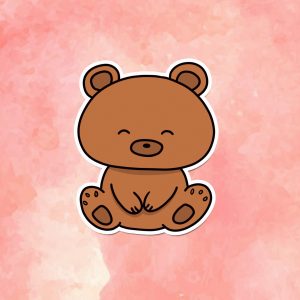 Smiling Brown Bear Die Cut Vinyl Sticker - Cute and Durable Designs for Laptops, Phones, Planners, Notebooks & Water Bottles