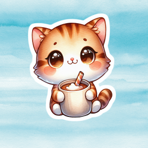 Cute Cat Vinyl Decal - Cute Weatherproof Pet Sticker for Phones, Laptops, Cars, Water Bottles, Others & Cat Lovers