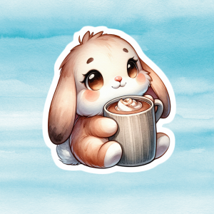 Adorable Bunny Vinyl Decal - Cute Weatherproof Pet Sticker for Phones, Laptops, Cars, Water Bottles & Animal Lovers
