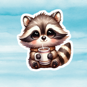 Cute Raccoon Vinyl Decal - Adorable Weatherproof Sticker for Phones, Laptops, Cars, Water Bottles & Animal Lovers