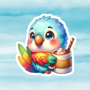 Cute Parrot Vinyl Decal - Adorable Weatherproof Flying Animal Sticker for Phones, Laptops, Cars, Water Bottles & Others