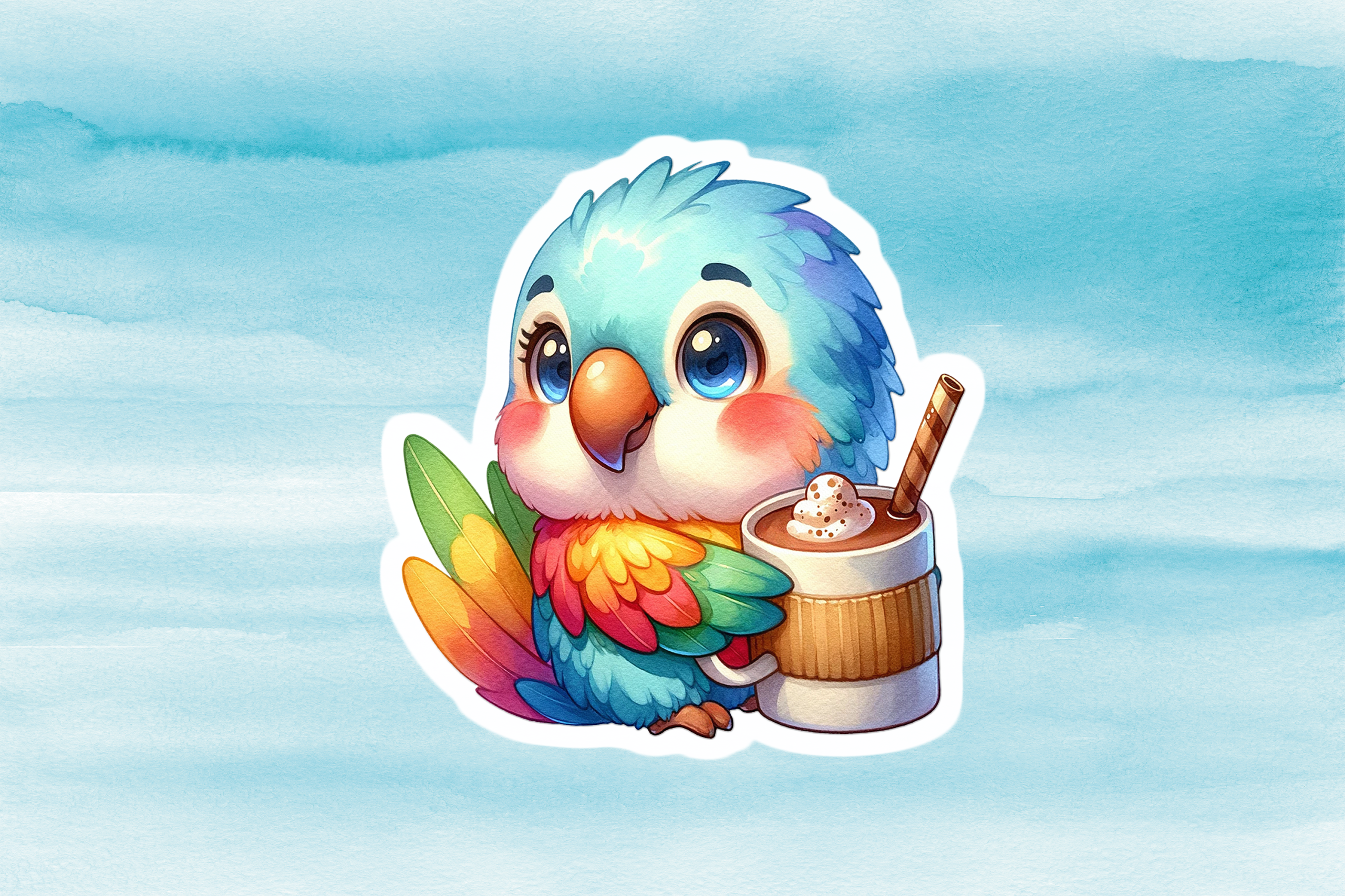 Cute Parrot Vinyl Decal - Adorable Weatherproof Flying Animal Sticker for Phones, Laptops, Cars, Water Bottles & Others