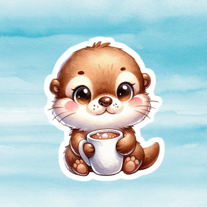 Adorable Otter Vinyl Decal - Cute Weatherproof Sea Animal Sticker for Phones, Laptops, Cars, Water Bottles & Others