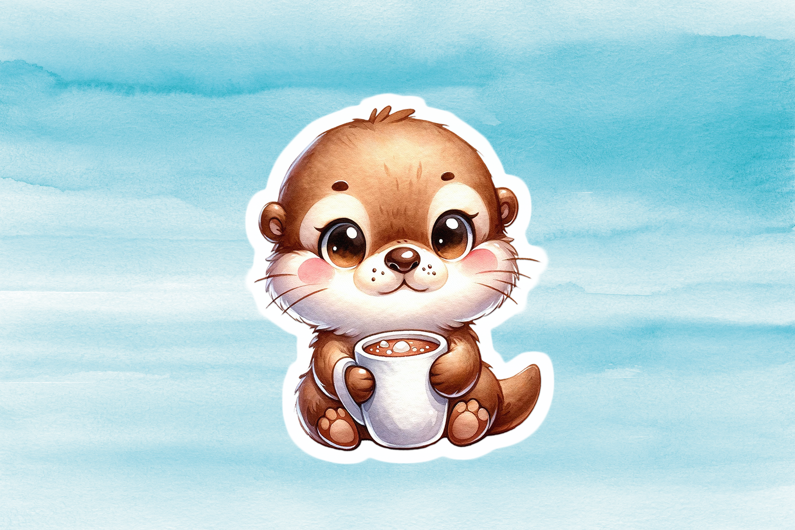 Adorable Otter Vinyl Decal - Cute Weatherproof Sea Animal Sticker for Phones, Laptops, Cars, Water Bottles & Others