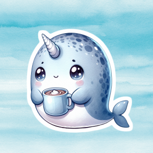 Adorable Narwhal Vinyl Decal - Cute Weatherproof Aquatic Animal Sticker for Phones, Laptops, Cars, Water Bottles & Others