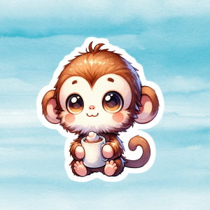 Cute Monkey Vinyl Decal - Adorable Weatherproof Sticker for Phones, Laptops, Cars, Water Bottles & Animal Enthusiasts