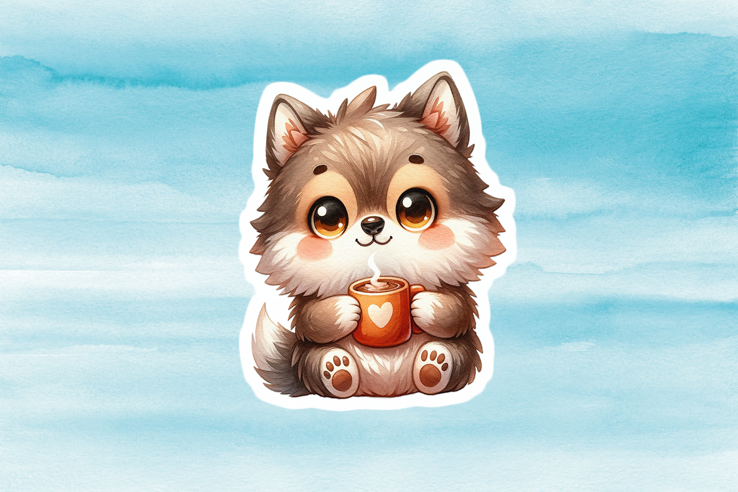 Cute Wolf Vinyl Decal - Adorable Weatherproof Wildlife Animal Sticker for Phones, Laptops, Cars, Water Bottles & Others