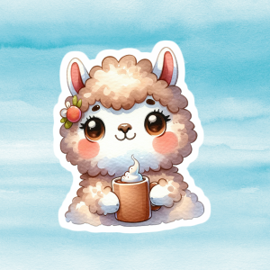 Cute Alpaca Vinyl Decal - Adorable Weatherproof Sticker for Phones, Laptops, Cars, Water Bottles, Others & Animal Lovers