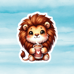 Adorable Lion Vinyl Decal - Cute Weatherproof Wildlife Animal Sticker for Phones, Laptops, Cars, Water Bottles & Others