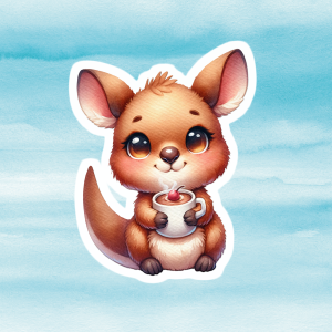Cute Kangaroo Vinyl Decal - Adorable Weatherproof Wildlife Animal Sticker for Phones, Laptops, Cars, Water Bottles & Others