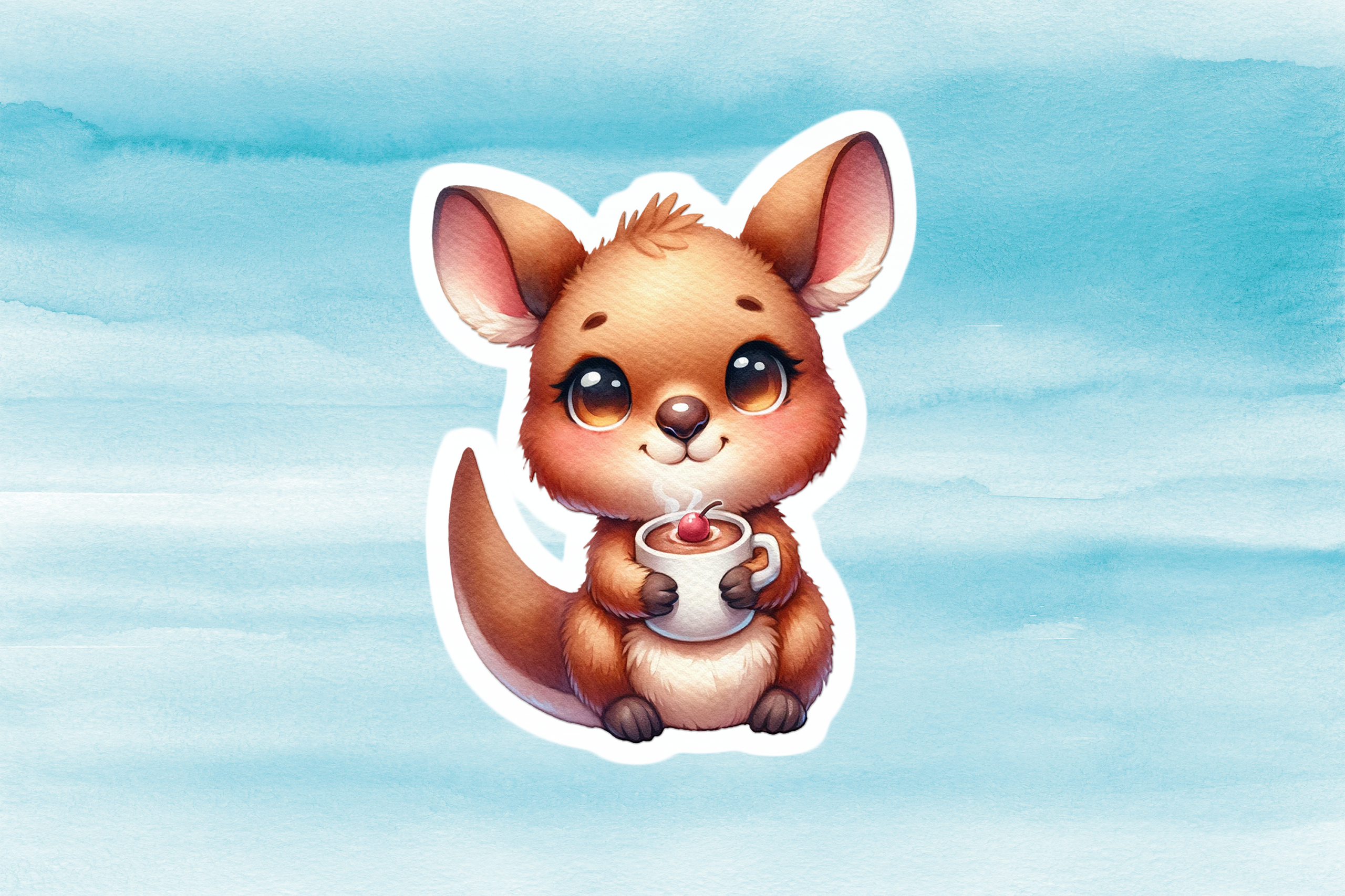Cute Kangaroo Vinyl Decal - Adorable Weatherproof Wildlife Animal Sticker for Phones, Laptops, Cars, Water Bottles & Others