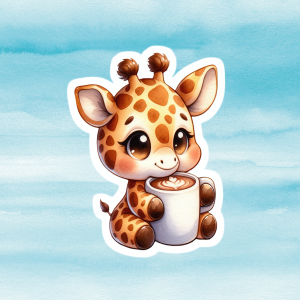 Adorable Giraffe Vinyl Decal - Cute Weatherproof Wildlife Animal Sticker for Phones, Laptops, Cars, Water Bottles & Others