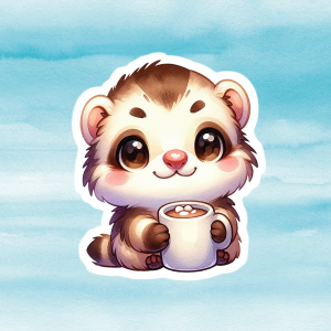 Adorable Ferret Vinyl Decal - Cute Weatherproof Sticker for Phones, Laptops, Cars, Water Bottles, Others & Animal Lovers
