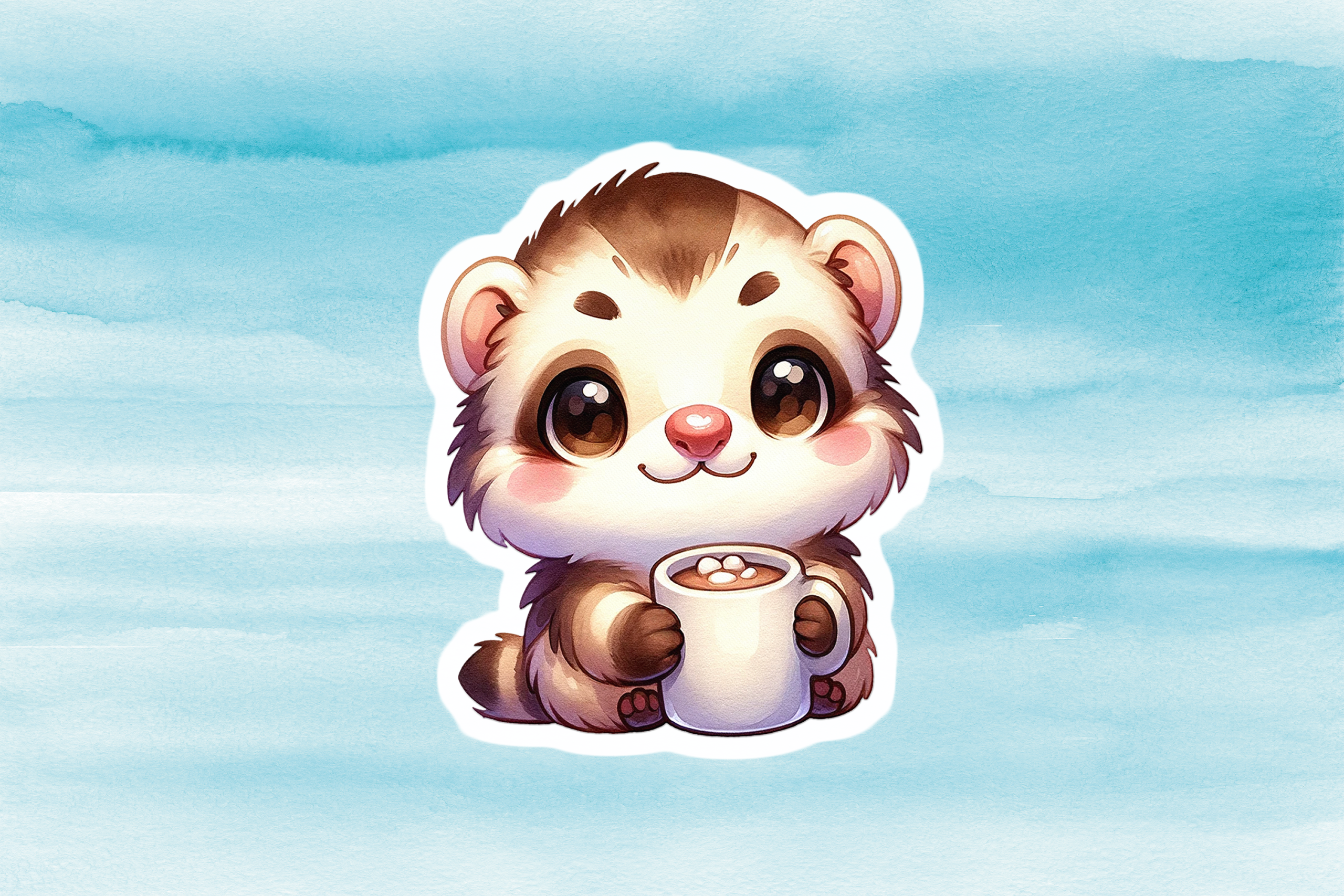 Adorable Ferret Vinyl Decal - Cute Weatherproof Sticker for Phones, Laptops, Cars, Water Bottles, Others & Animal Lovers