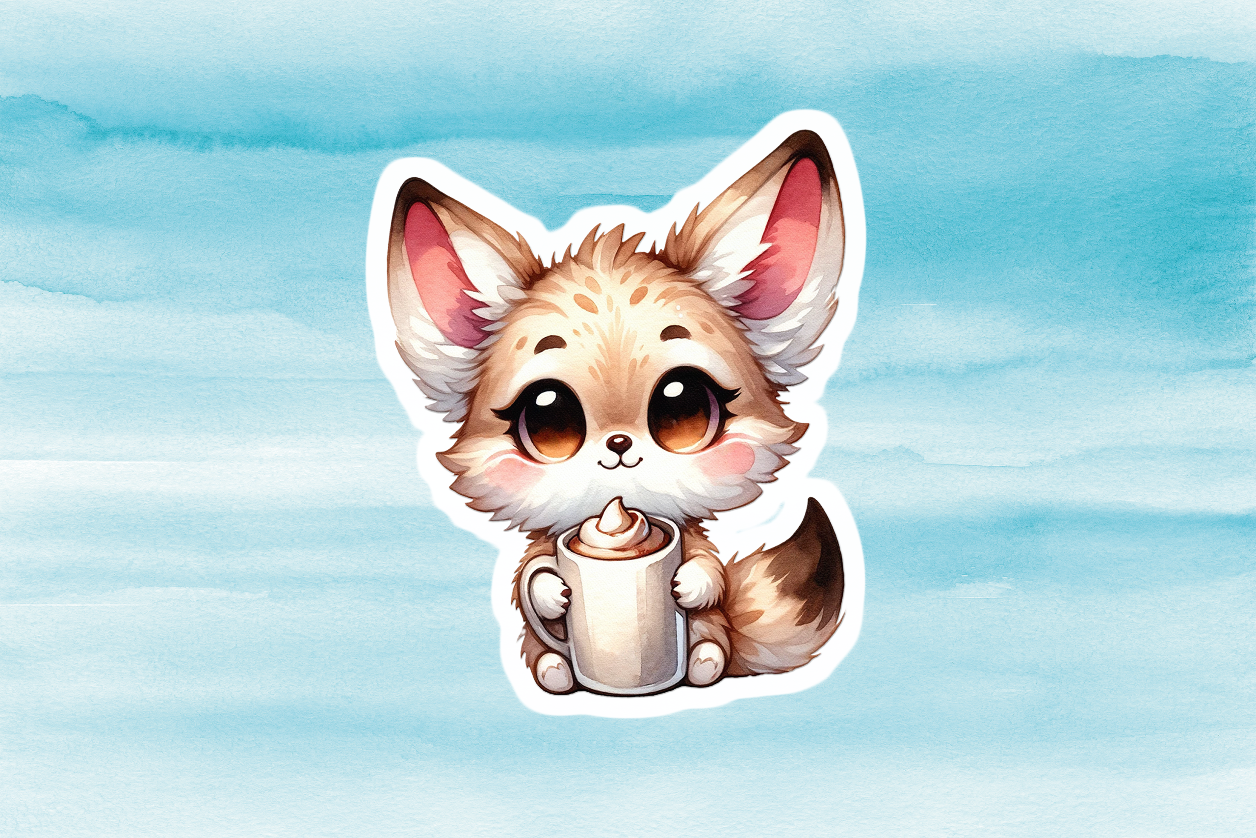 Cute Fennec Fox Vinyl Decal - Adorable Weatherproof Animal Sticker for Phones, Laptops, Cars, Water Bottles & Others