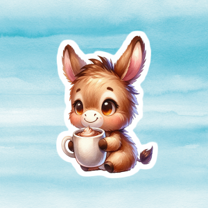 Cute Donkey Vinyl Decal - Adorable Weatherproof Animal Sticker for Phones, Laptops, Cars, Water Bottles & Others