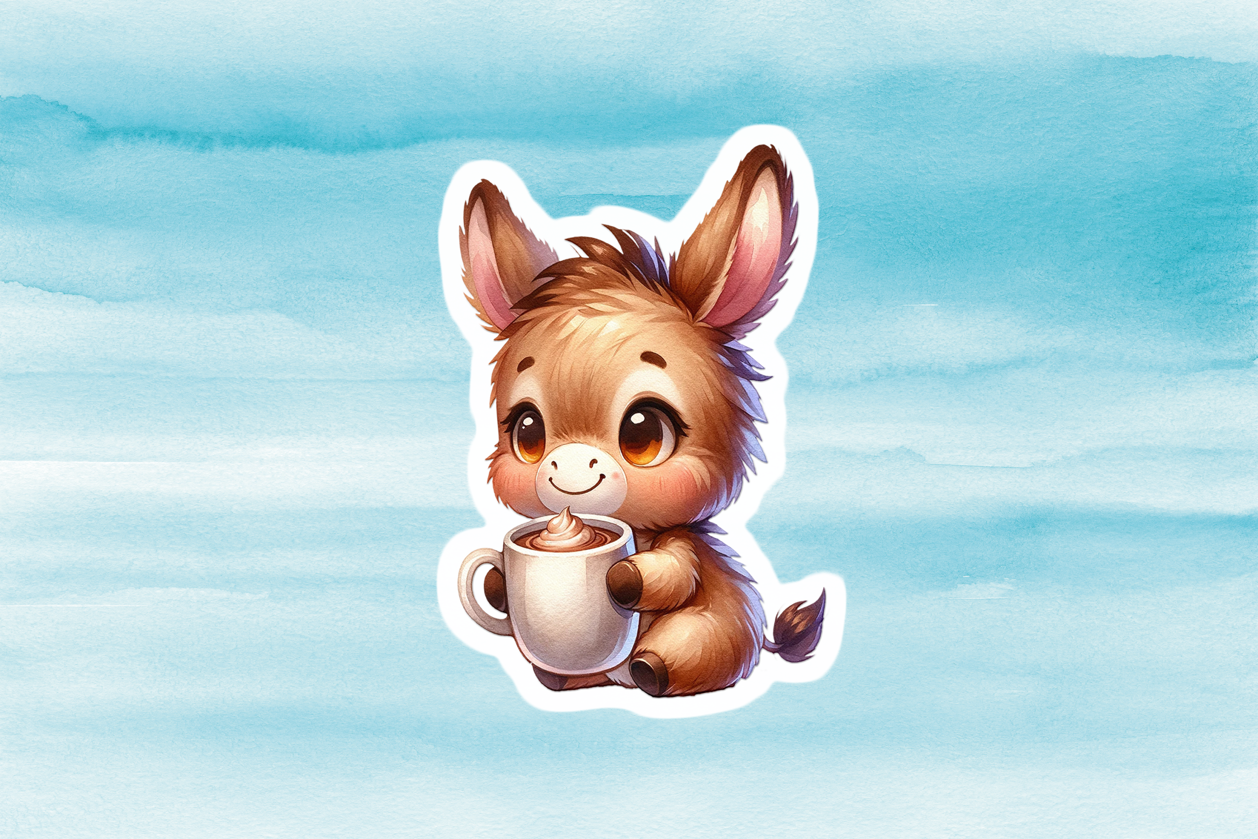 Cute Donkey Vinyl Decal - Adorable Weatherproof Animal Sticker for Phones, Laptops, Cars, Water Bottles & Others