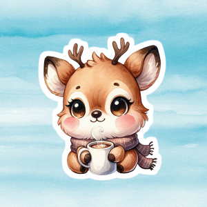 Cute Reindeer Vinyl Decal - Adorable Weatherproof Animal Sticker for Phones, Laptops, Cars, Water Bottles & Others