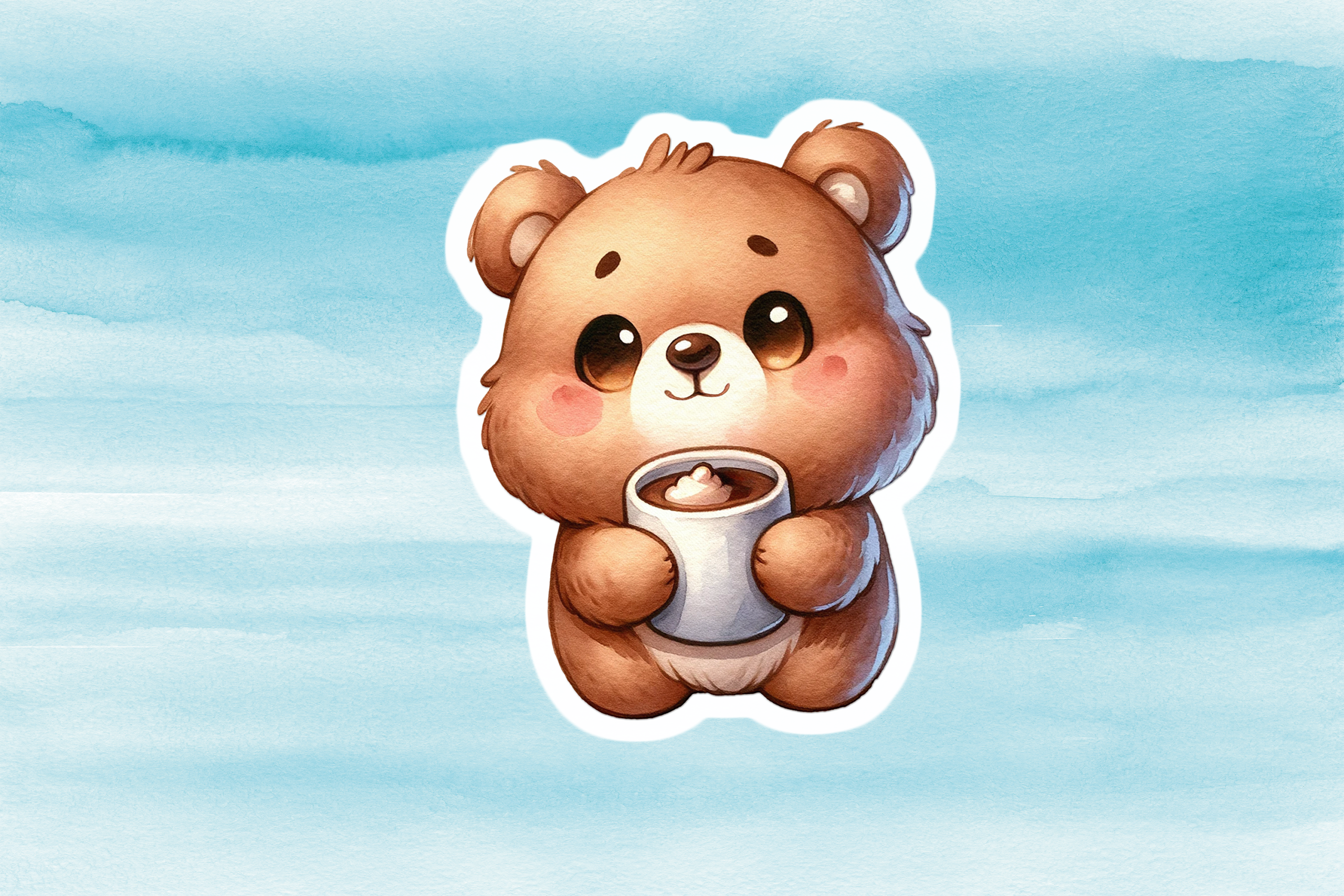 Adorable Brown Bear Vinyl Decal - Cute Weatherproof Wildlife Animal Sticker for Phones, Laptops, Cars, Water Bottles & Others