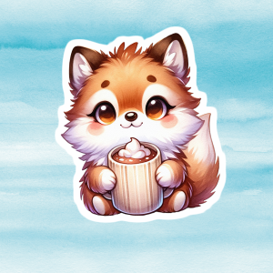 Adorable Fox Vinyl Decal - Cute Weatherproof Wildlife Animal Sticker for Phones, Laptops, Cars, Water Bottles & Others